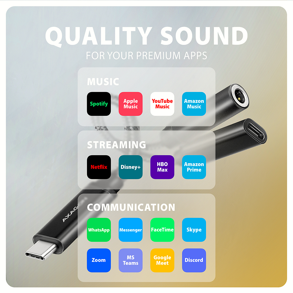 Axagon ADA-HCPD audio cable 0.1 m USB-C, 3.5 mm USB-C Black