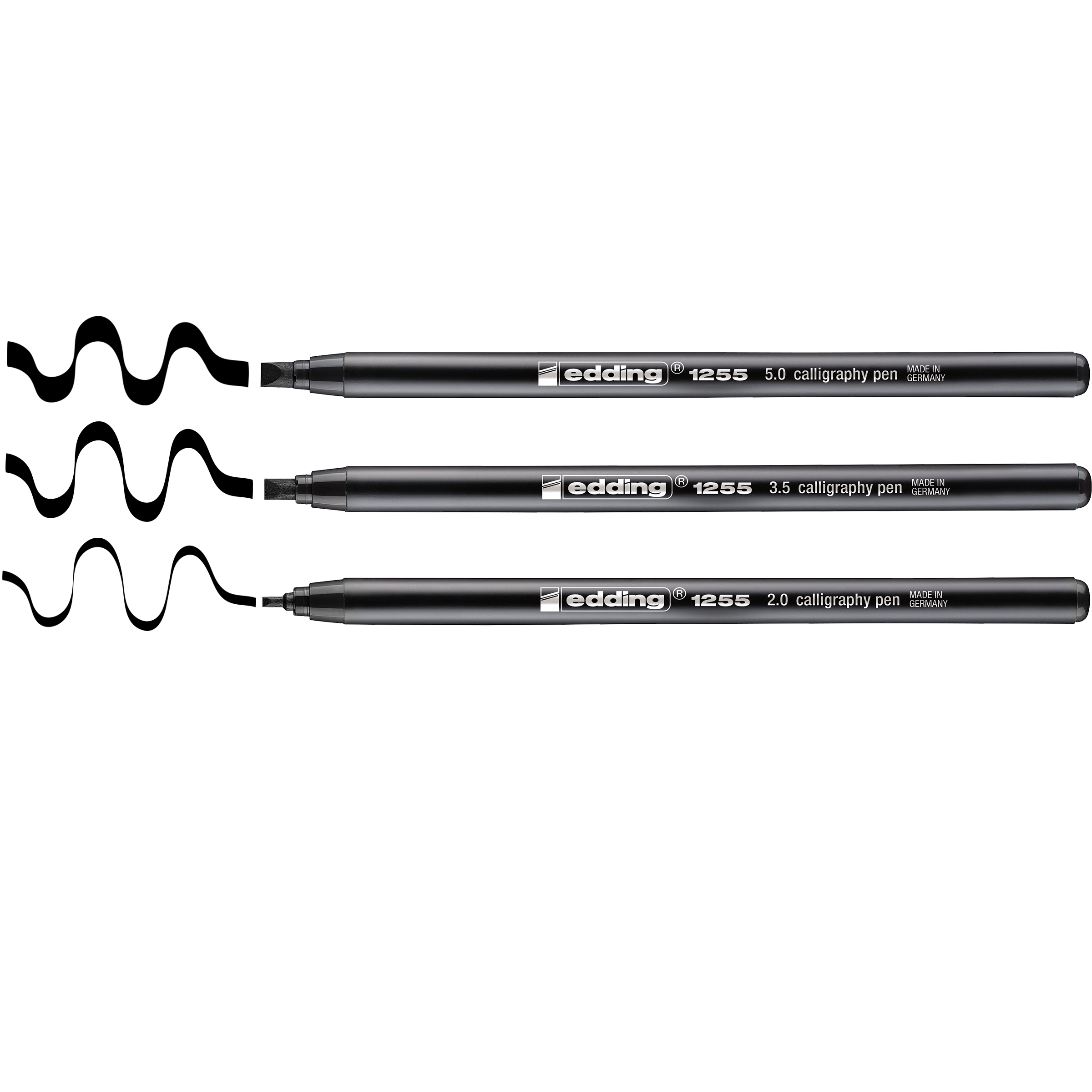 EDDING 1255 calligraphy - Filzstift - permanent - Schwarz - Wasserbasierte Pigmenttinte (Packung mit 3)