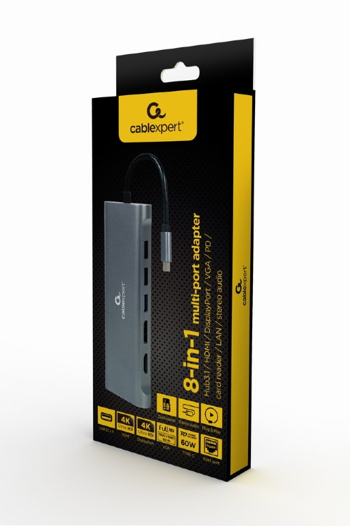 Gembird Cablexpert A-CM-COMBO8-01 - Dockingstation - USB-C 3.1