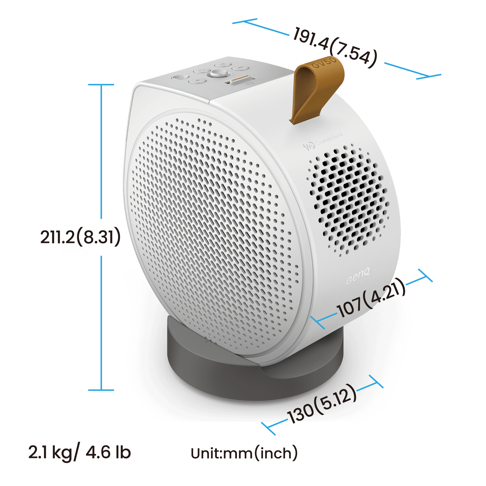 BenQ GV50 vid�o-projecteur Projecteur � focale standard 500 ANSI lumens DLP 1080p (1920x1080) Blanc