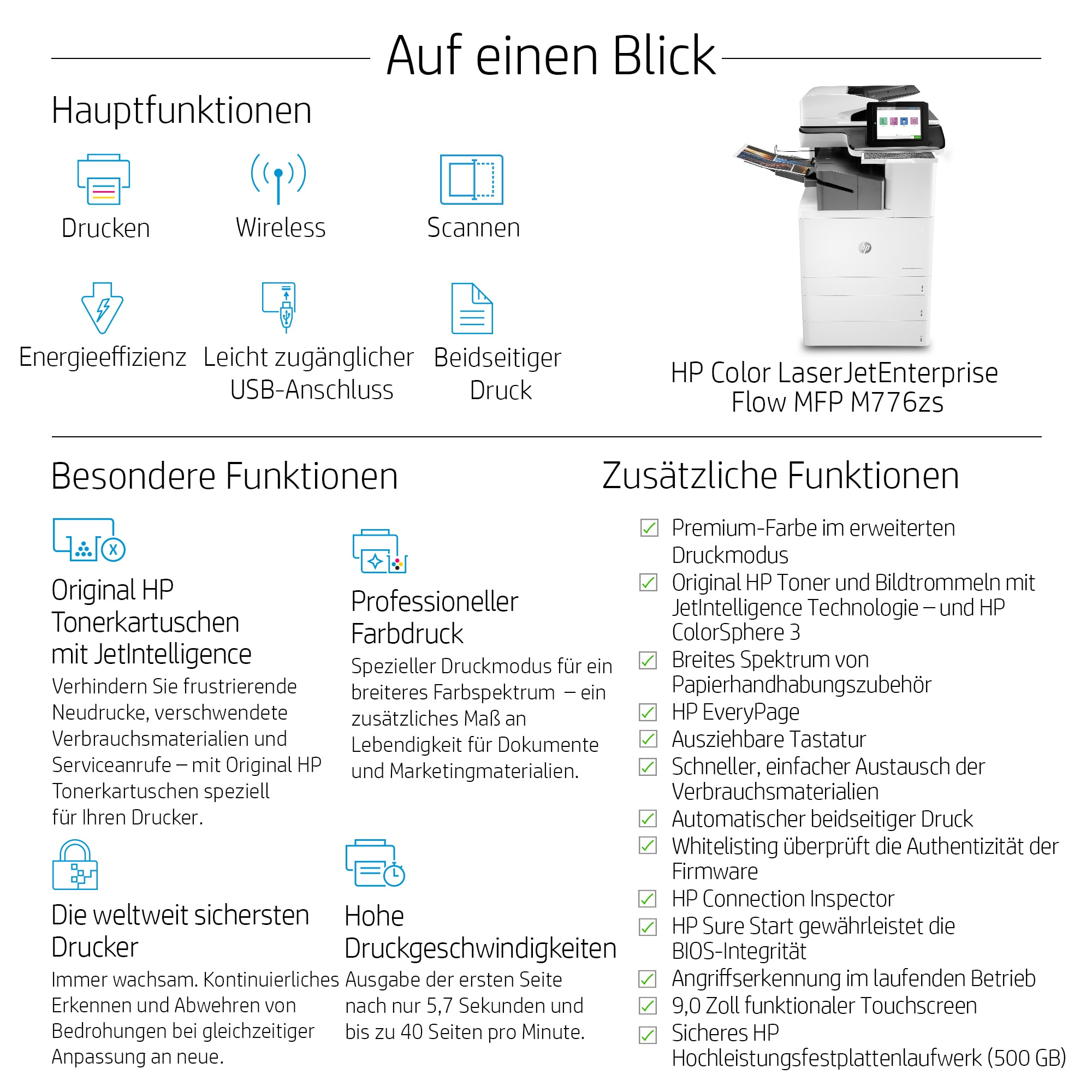 HP Color LaserJet Enterprise Flow Stampante multifunzione M776zs