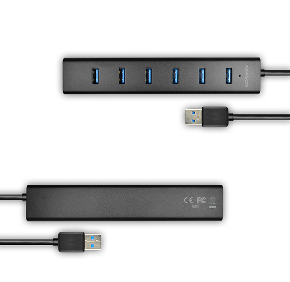 Axagon HUE-SA7BP hub & concentrateur USB 3.2 Gen 1 (3.1 Gen 1) Type-A 5000 Mbit/s Noir