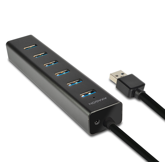 Axagon HUE-SA7BP hub & concentrateur USB 3.2 Gen 1 (3.1 Gen 1) Type-A 5000 Mbit/s Noir