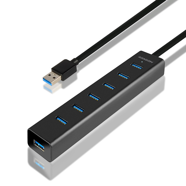 Axagon HUE-SA7BP hub & concentrateur USB 3.2 Gen 1 (3.1 Gen 1) Type-A 5000 Mbit/s Noir