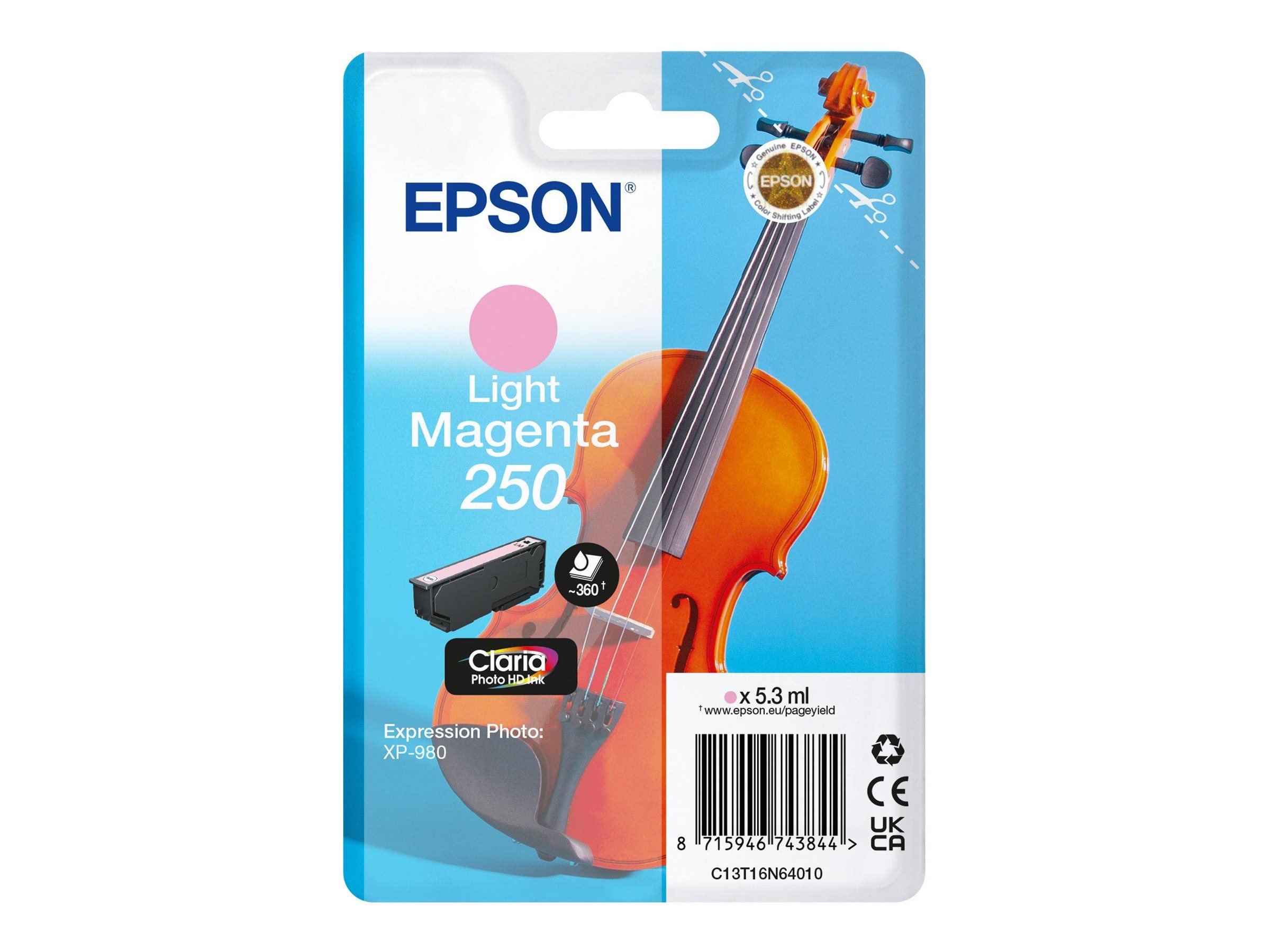Epson 250 Violin Claria Photo HD cartucho de tinta 1 pieza(s) Original Alto rendimiento (XL) Magenta claro