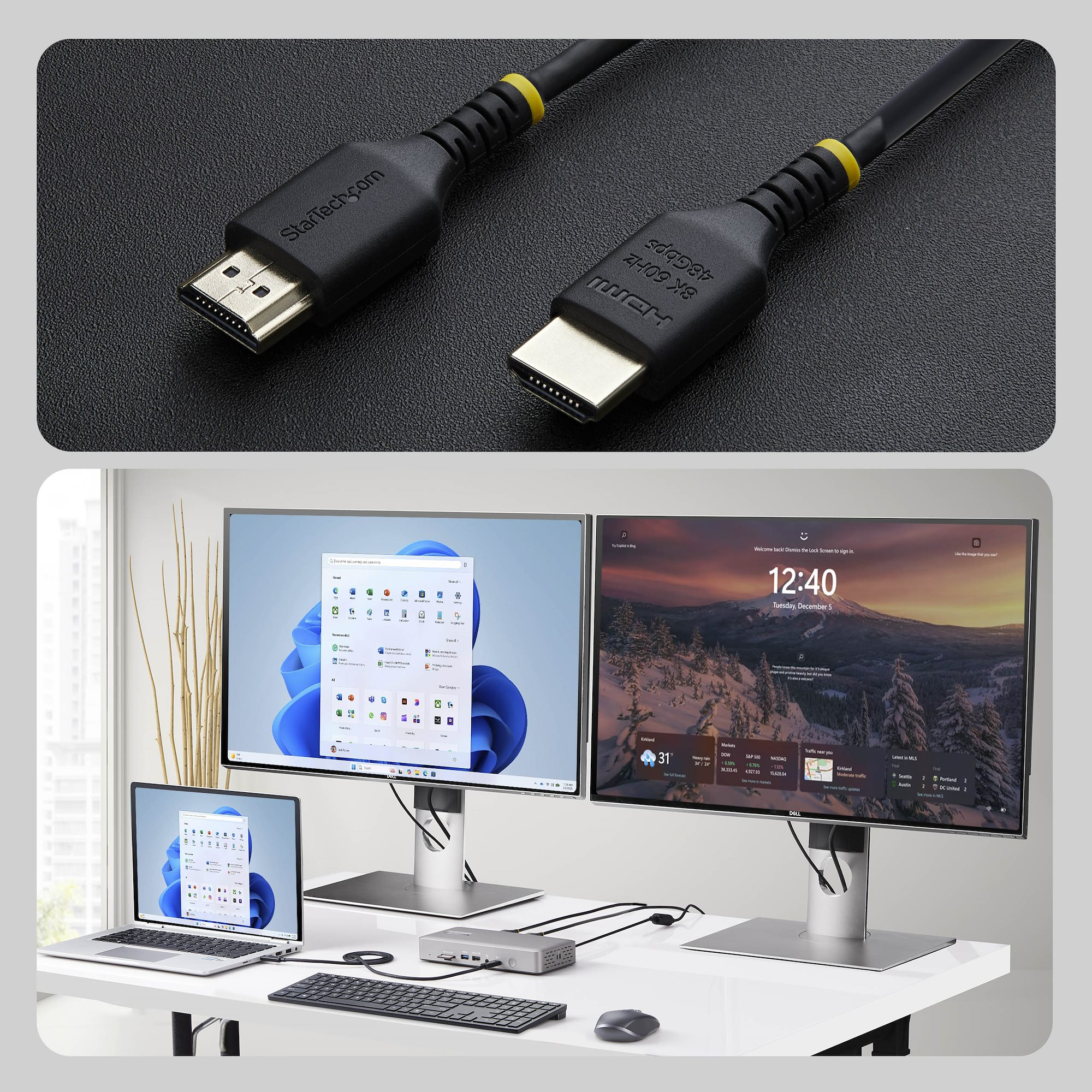 StarTech.com Cable HDMI 2.1 Ultrafino y Flexible de 2m - 8K 60Hz/4K 120Hz - 48Gbps HDR10+ eARC - Ultra Alta Velocidad - Certificado