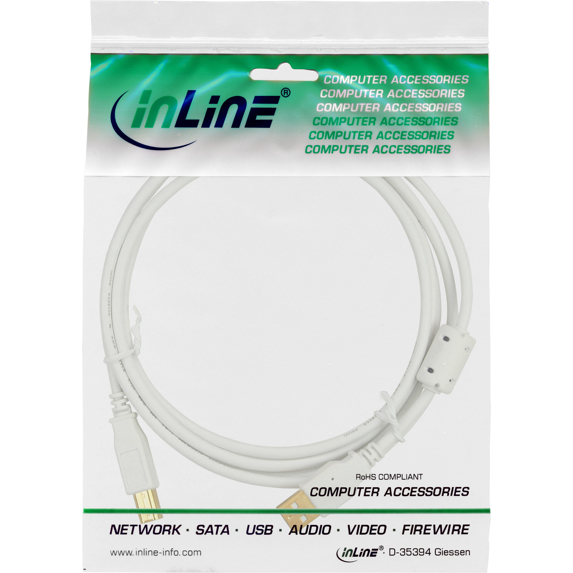 InLine 1m USB 2.0 A/B c�ble USB USB A USB B Blanc
