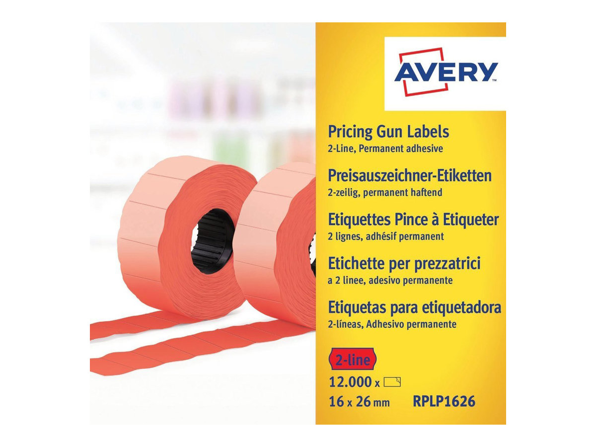 Avery Zweckform RPLP1626 - Papier - permanenter Klebstoff - perforiert - Rot - 26 x 16 mm 12000 Etikett(en) (10 Rolle(n)