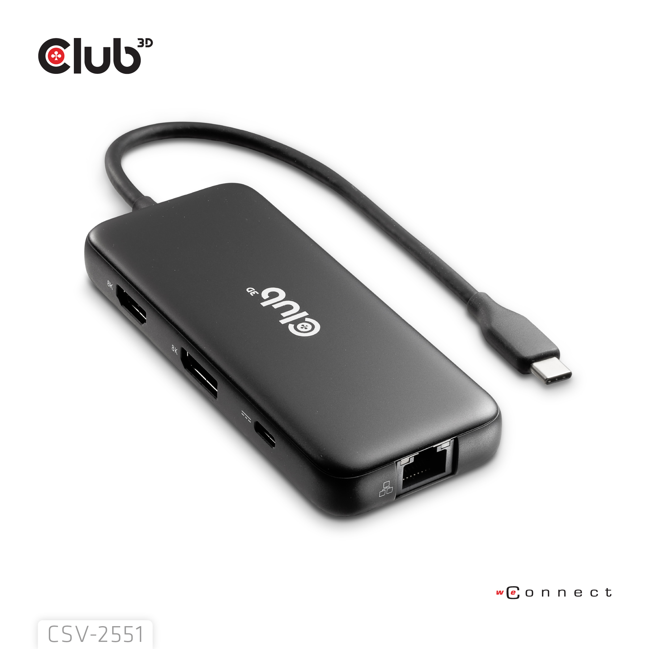 Club 3D 8-1 PORTABLE DOCK USB TYPE-C R 10GBPS TO HDMI#AND DisplayPort# 8K30Hz PD MAX - Kabel - Digital/Daten