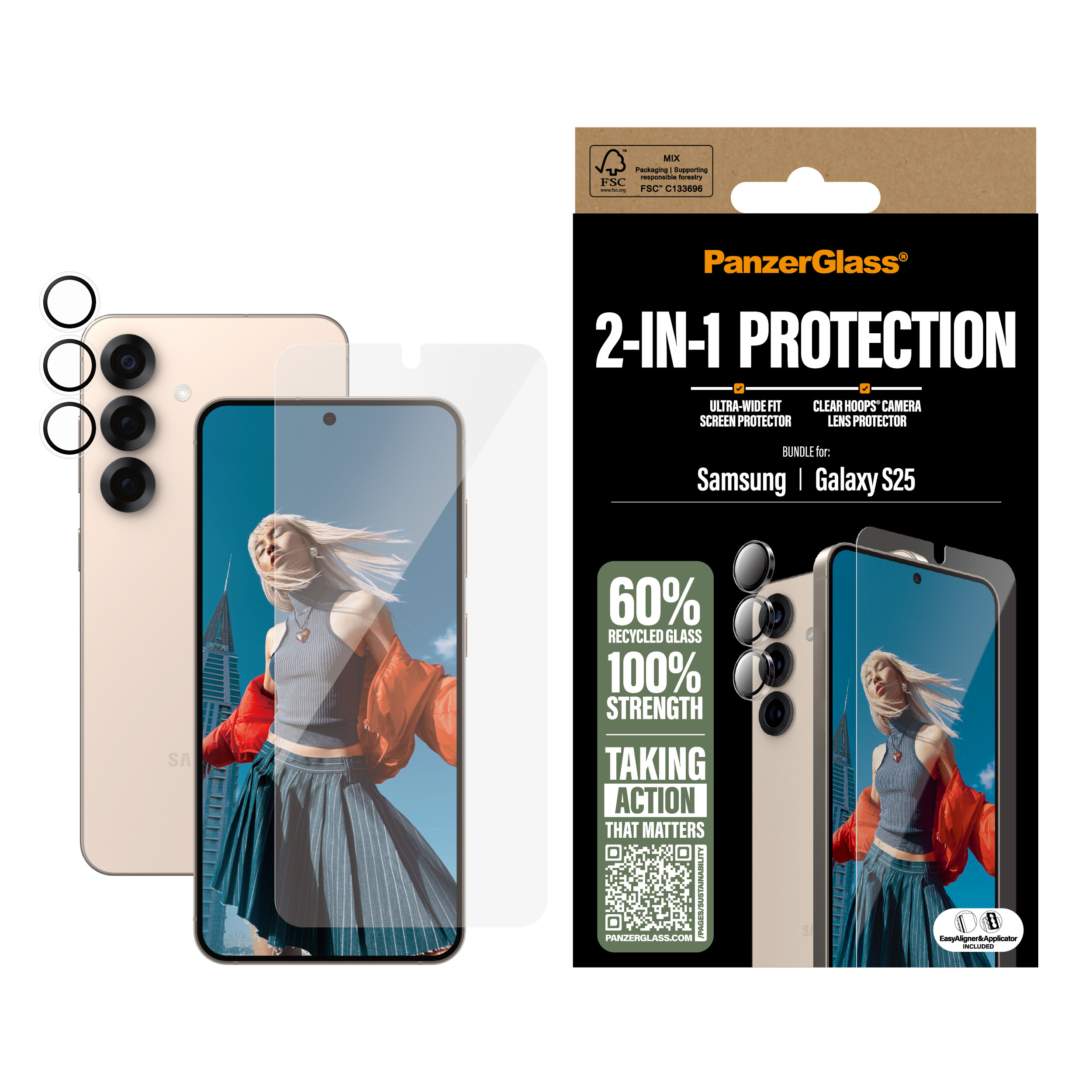 PanzerGlass 2-in-1 Bundle - Schutzkit Display/Objektiv f�r Handy