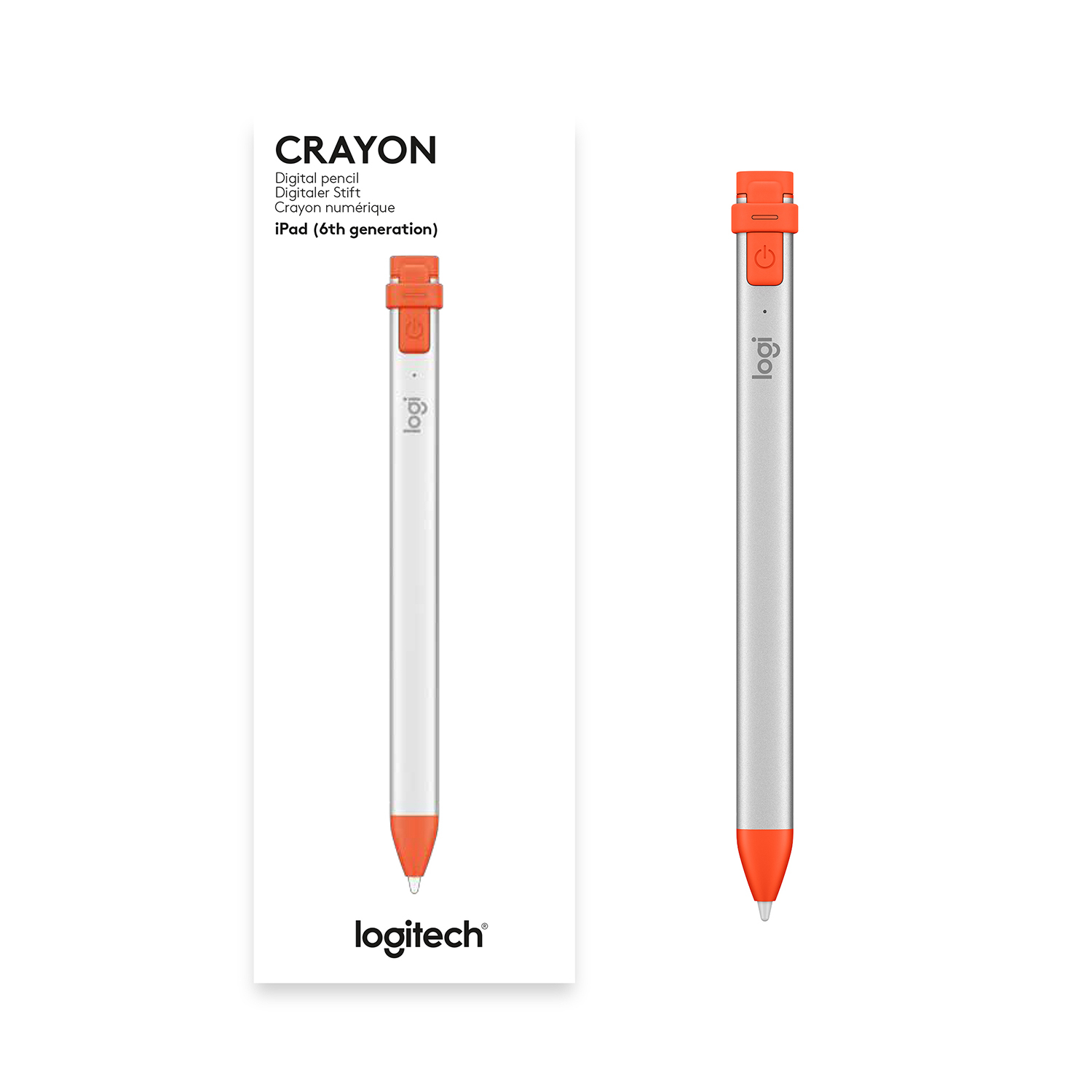 Logitech 914-000046  Logitech Crayon lápiz digital 20 g Naranja, Plata
