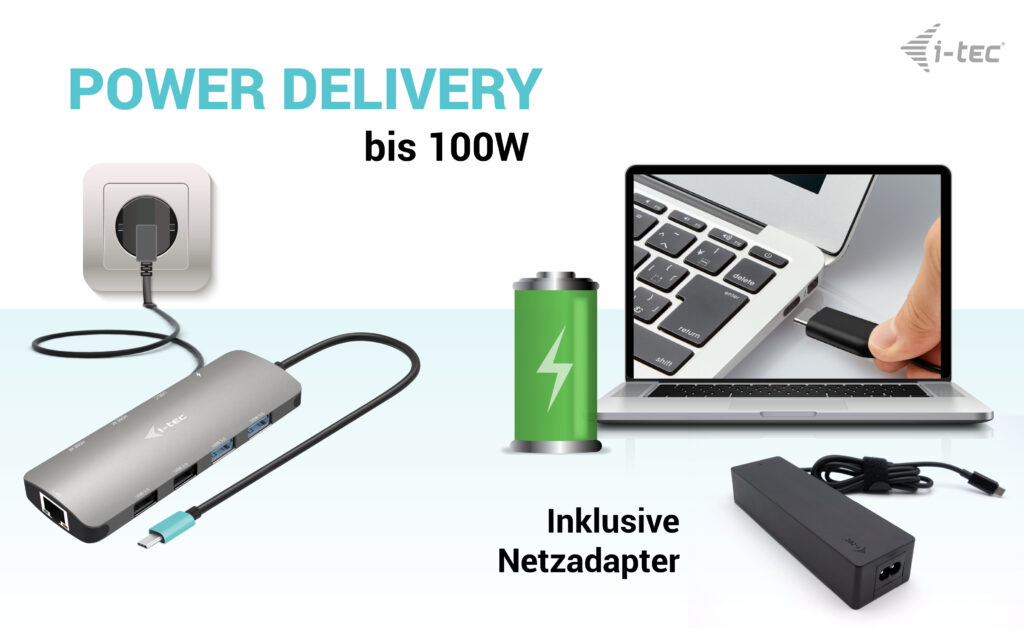 i-tec Metal USB-C Nano 2x Display Docking Station with PD 100 W + Charger 100W