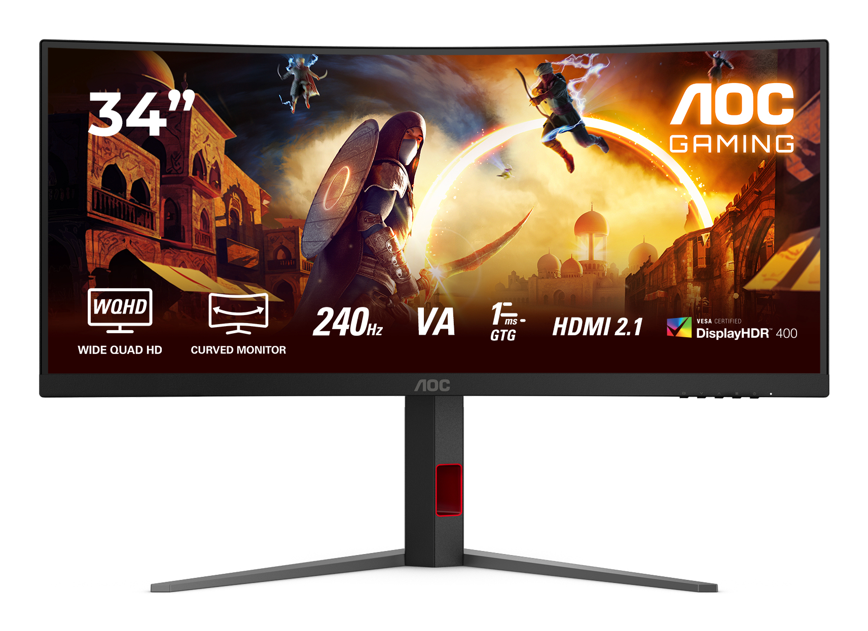 AOC G4 CU34G4Z computer monitor 86.4 cm (34) 3440 x 1440 pixels Wide Quad HD LED Black, Red