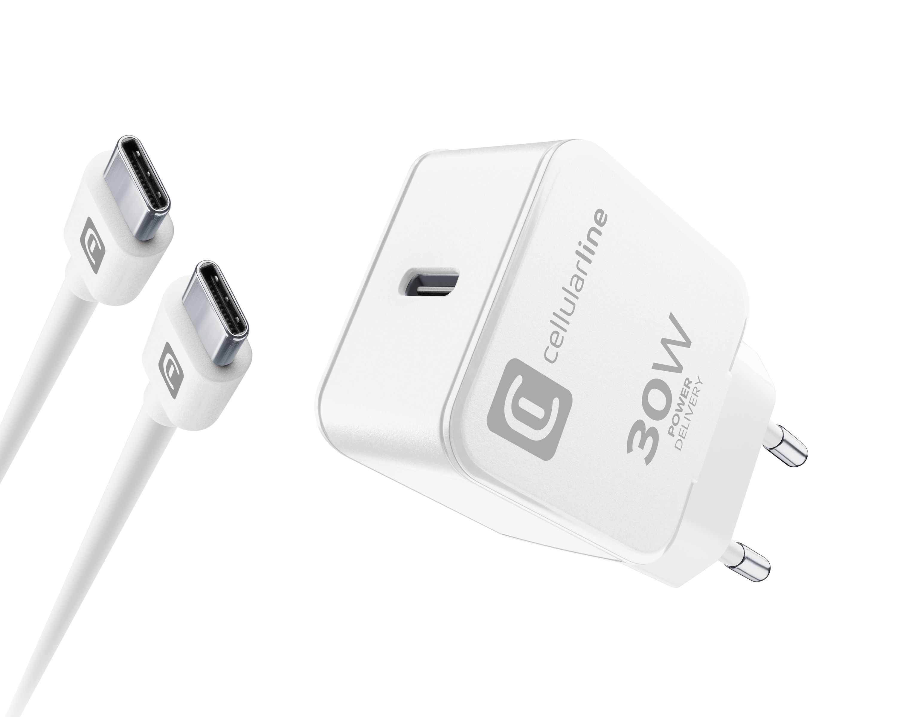 Cellularline ACHIPHKITC2CPD30WW mobile device charger Smartphone, Tablet White AC Indoor