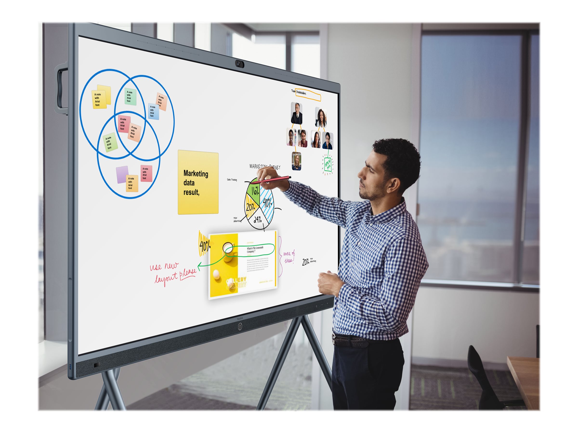 Yealink MeetingBoard - 218 cm (86) Diagonalklasse LCD-Display mit LED-Hintergrundbeleuchtung - interaktiv - mit integriertes, interaktives Whiteboard, Touchscreen (Multi-Touch)