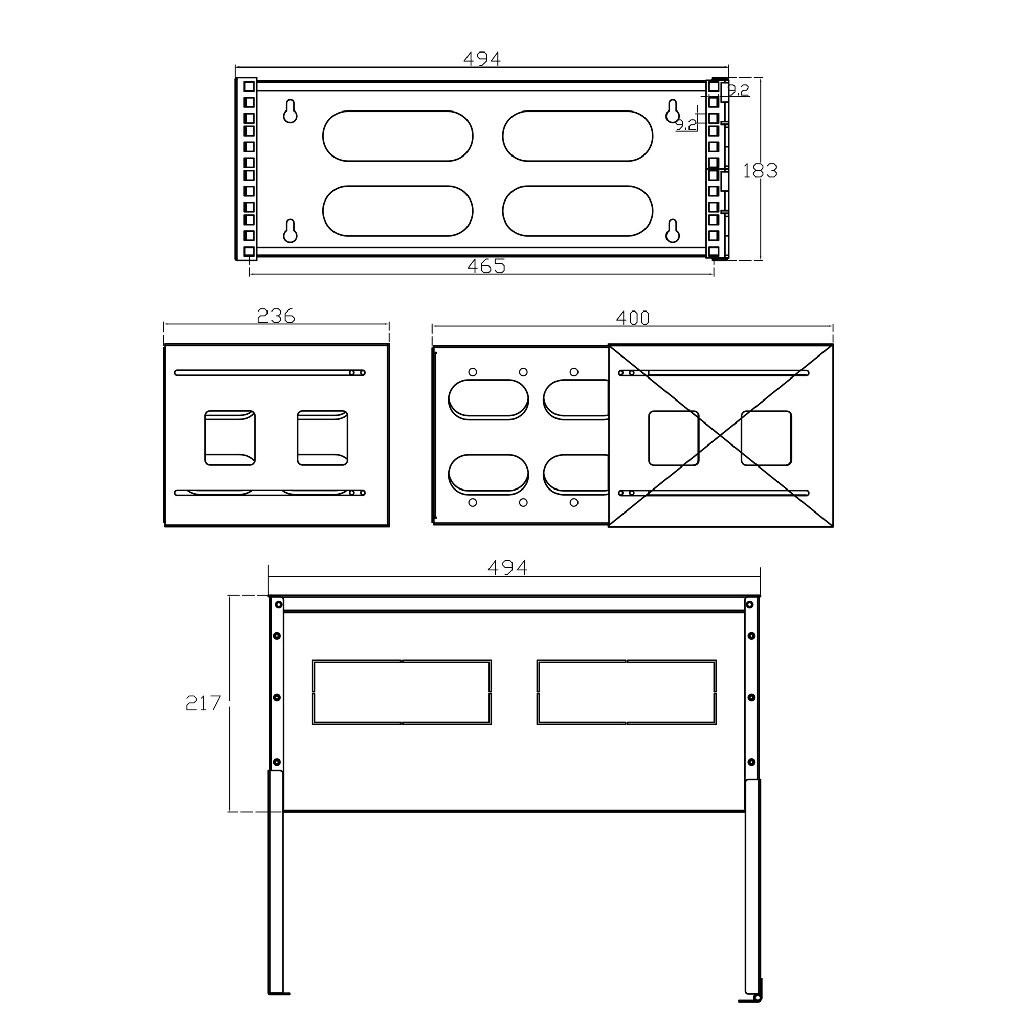 InLine Schrank - geeignet fr Wandmontage - Hellgrau, RAL 7035 - 4U - 48.3 cm (19)