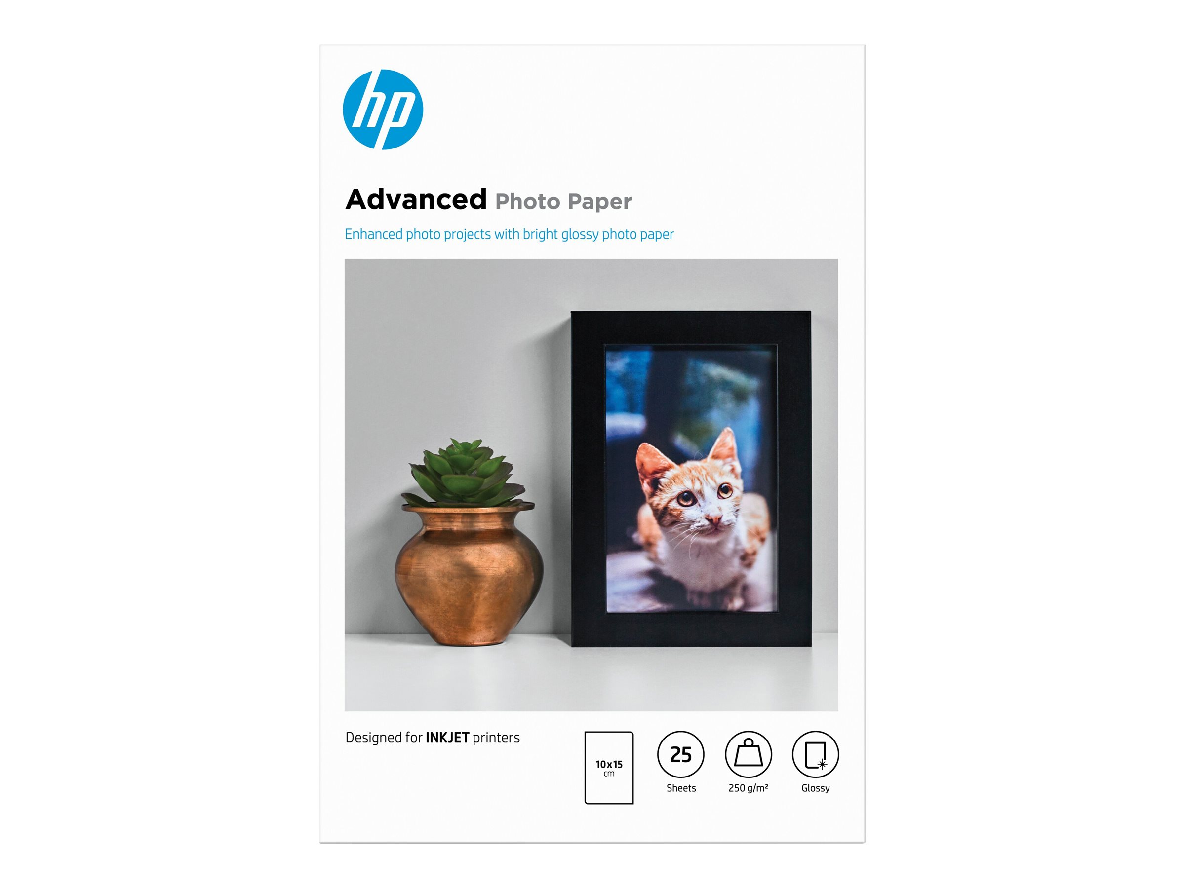 HP Papier photo  finition glace Advanced, 250 g/m2, 10 x 15 cm (101 x 152 mm), 25 feuilles