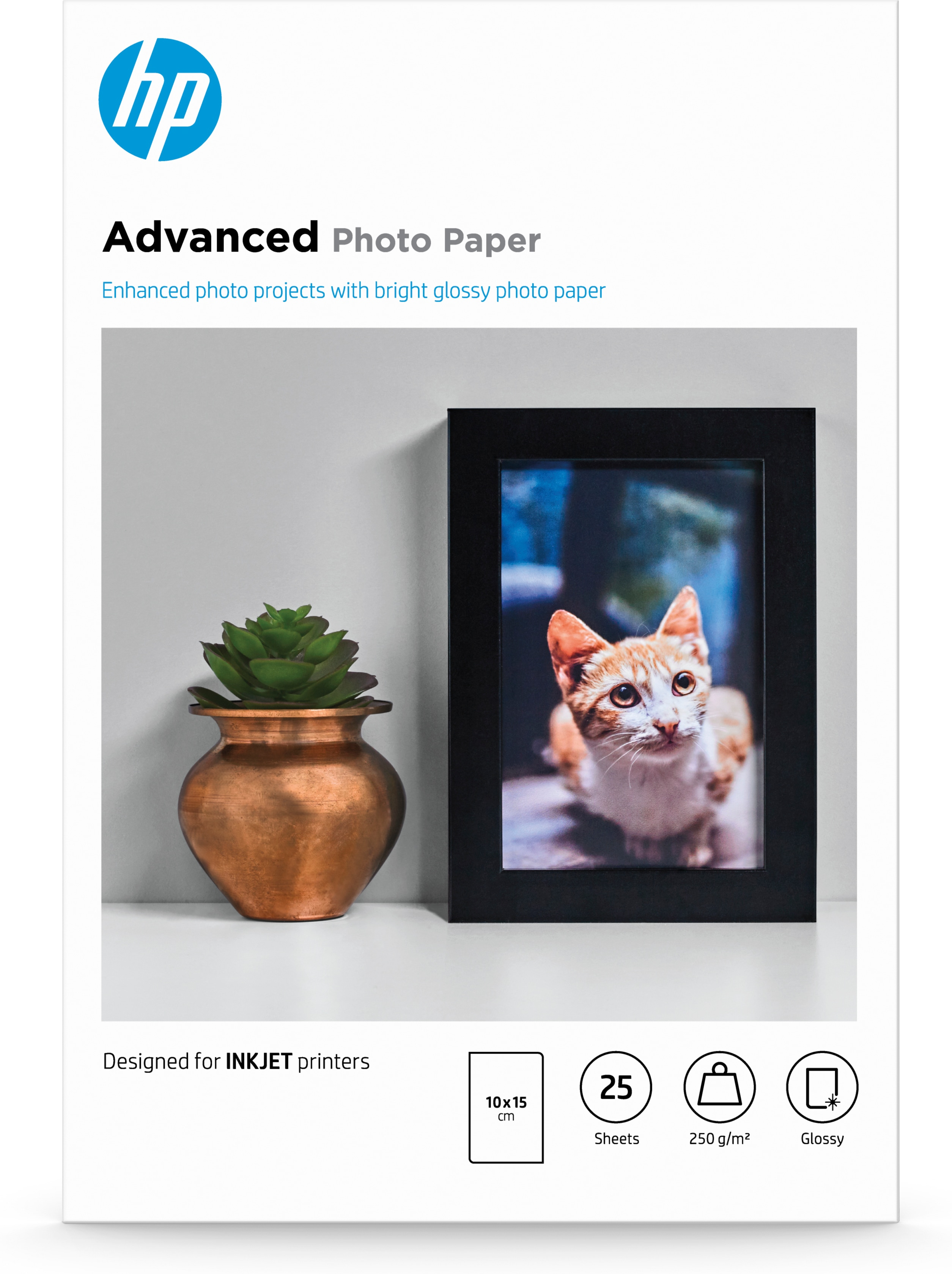 HP Papier photo  finition glace Advanced, 250 g/m2, 10 x 15 cm (101 x 152 mm), 25 feuilles