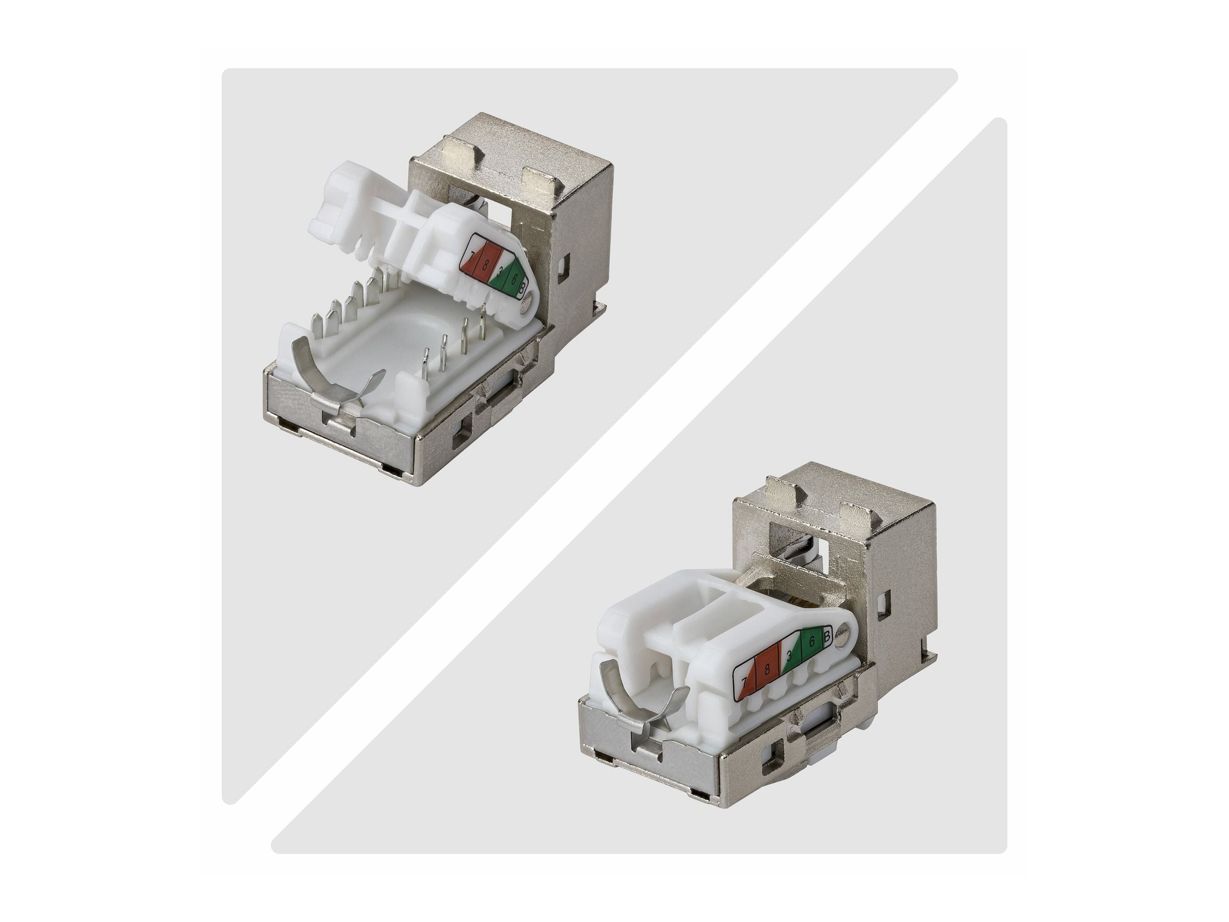 StarTech.com Shielded Cat6a Keystone Jack, 10-Pack RJ45 Ethernet Keystone Jacks, STP Cat6a Wall Jack, 90-Degree Toolless