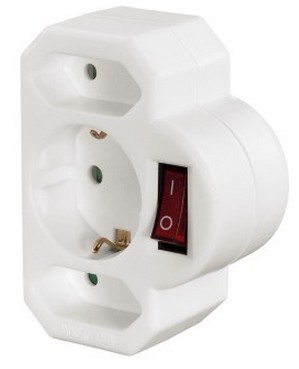 Hama Multistecker, 3-fach, 2 Euro/1 Schutzkontakt-Steckdose, Schalter, Wei
