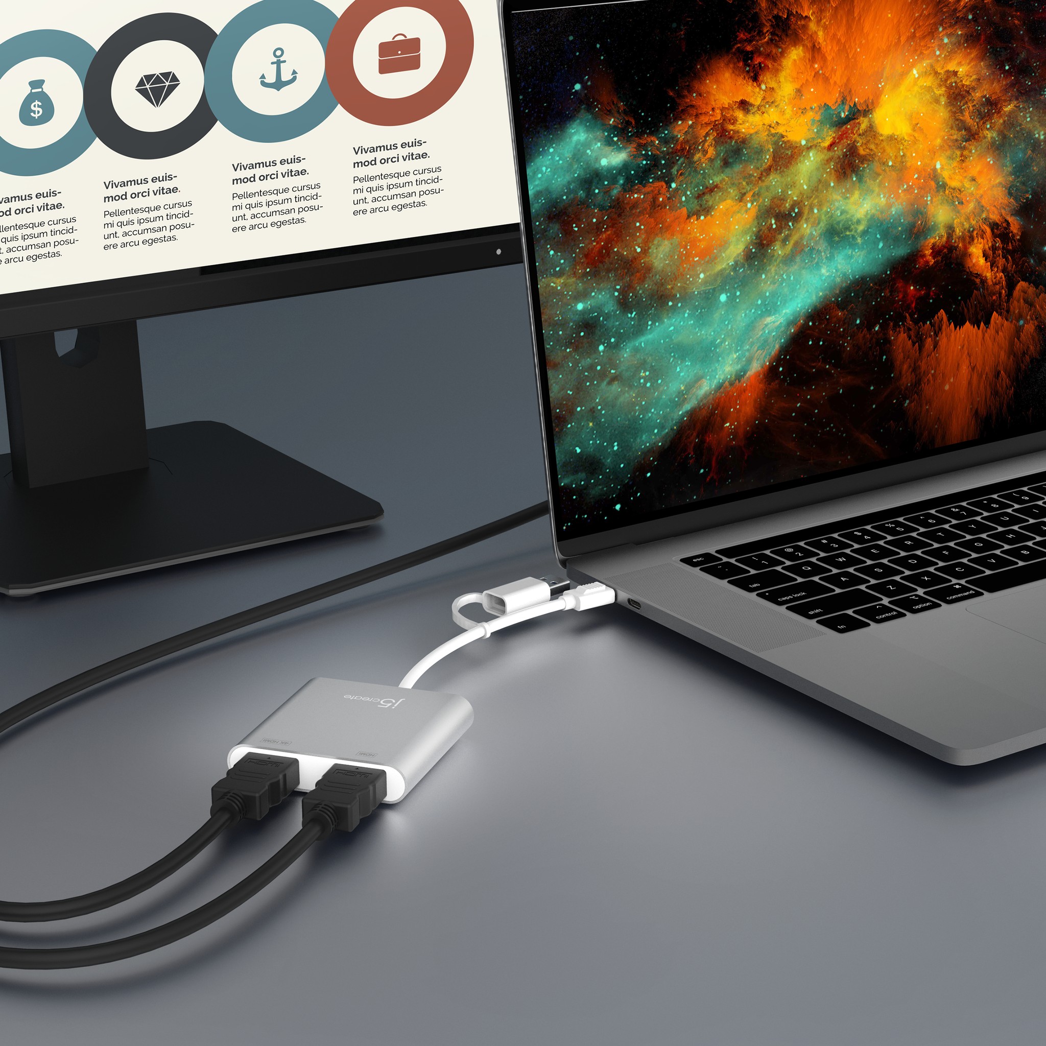 j5create JCA365-N Adattatore multi-monitor da USB-C� a Dual HDMI