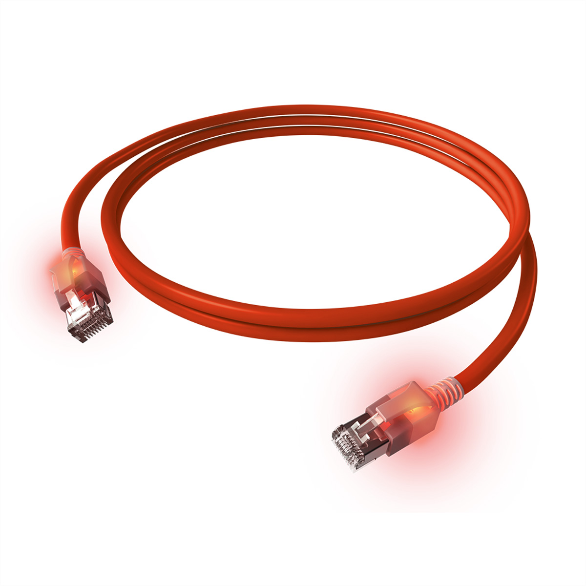 EasyLan saCon DualBoot LED-Patchkabel S/FTP Kat.6a 10m rot - Kabel - Netzwerk