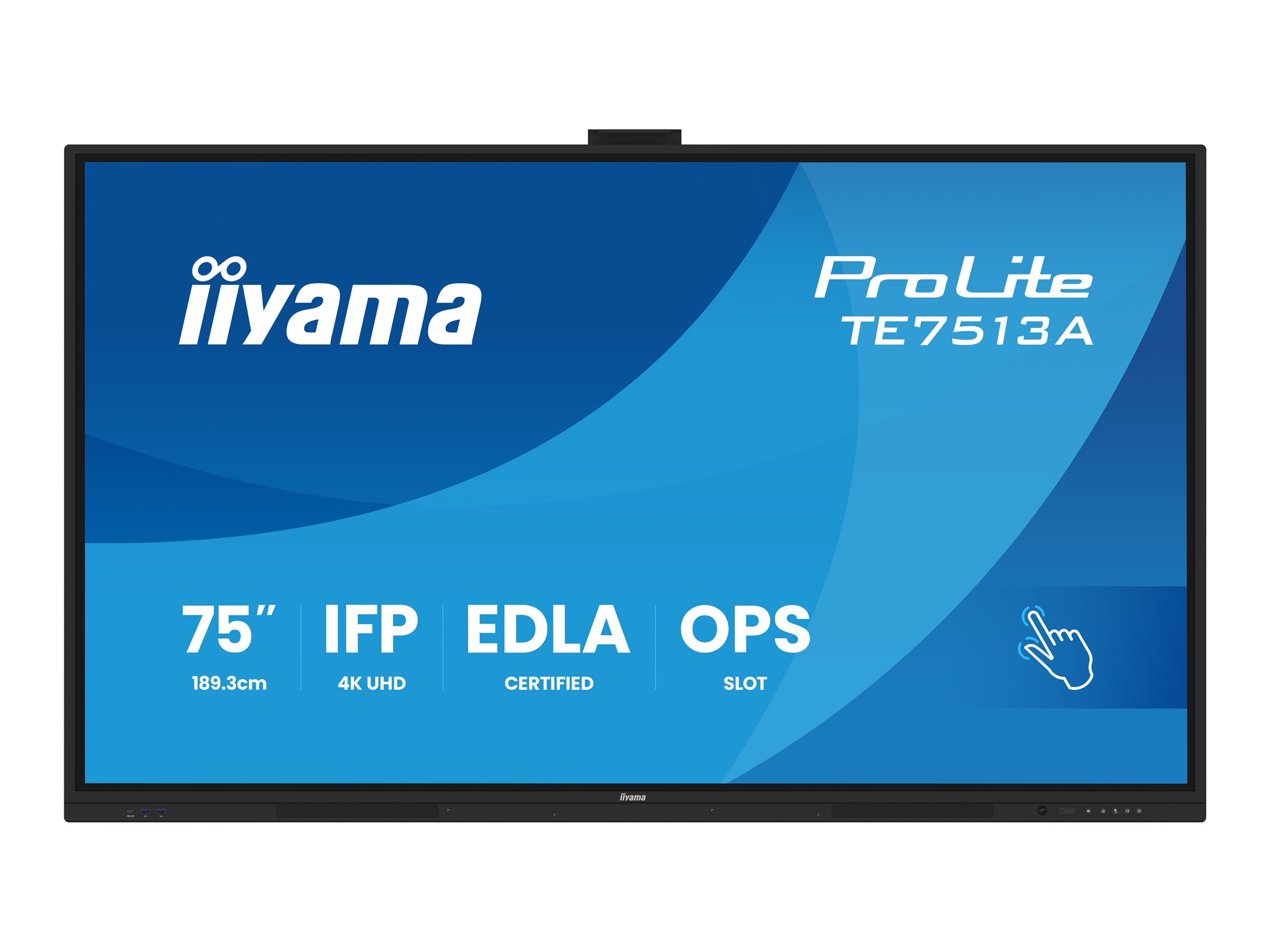 iiyama TE7513A-B3AG Signage Display Interactive flat panel 190.5 cm (75) LCD Wi-Fi 500 cd/m� 4K Ultra HD Black Touchscreen Built-in processor Android 24/7