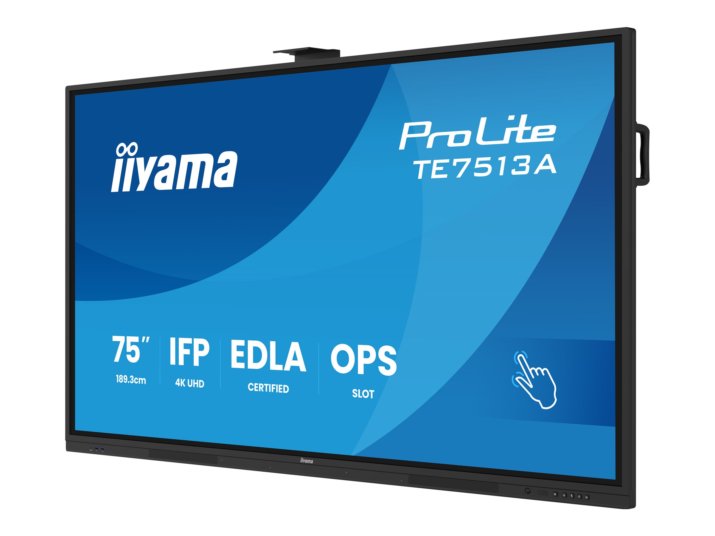 iiyama TE7513A-B3AG Signage Display Interactive flat panel 190.5 cm (75) LCD Wi-Fi 500 cd/m� 4K Ultra HD Black Touchscreen Built-in processor Android 24/7