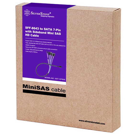 SilverStone CPS05 - SATA- / SAS-Kabel - mit Sidebands - SAS 12Gbit/s - 4-Lane - 4x Mini SAS HD (SFF-8643)