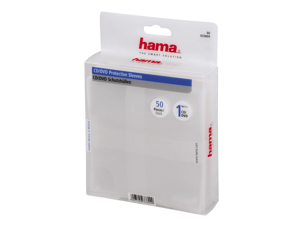 Hama CD/DVD Protective Sleeves, Pack of 50 50 dischi Trasparente
