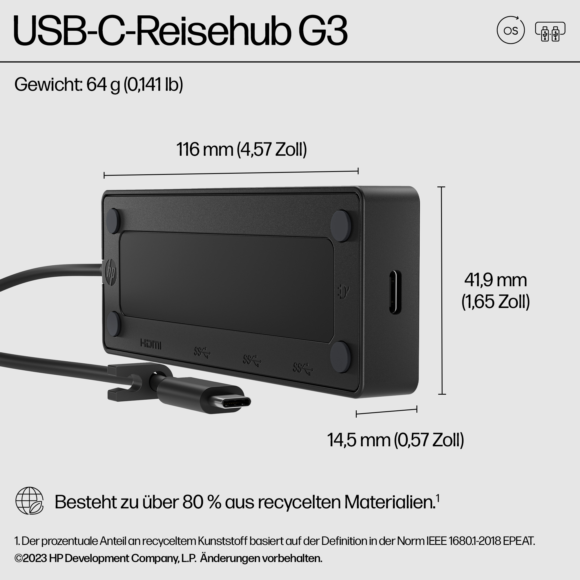 HP Concentrador de viaje USB-C G3