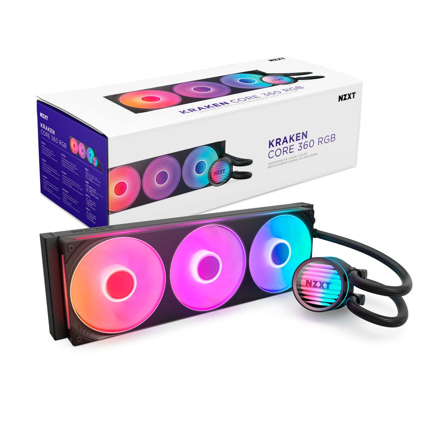 NZXT Kraken Core 360 RGB Processeur Kit de refroidissement du liquide 12 cm Noir 1 pi�ce(s)