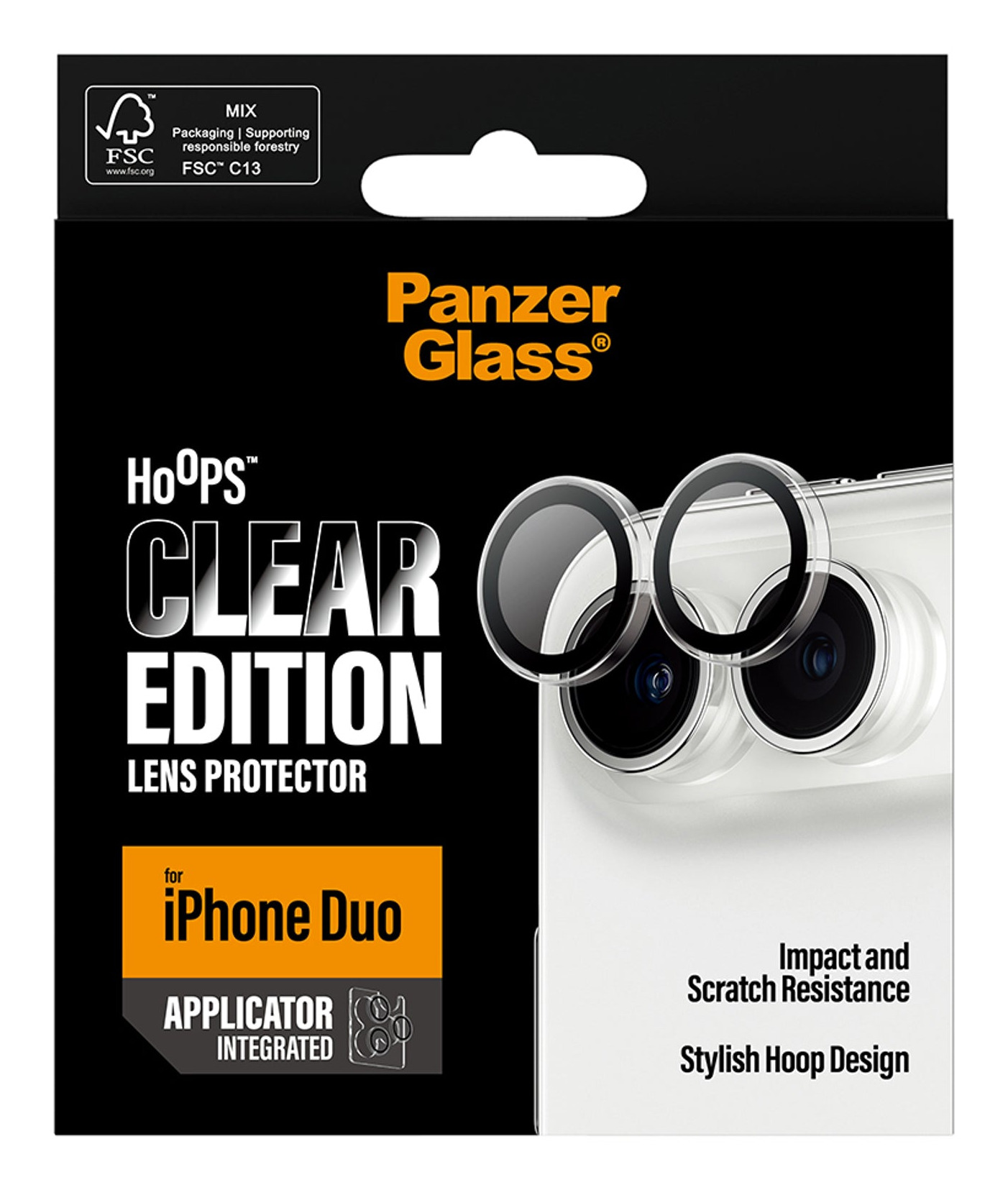 PanzerGlass Hoops Camera Lens Protector Transparent iPhone Duo