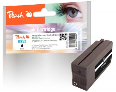 Peach Patrone HP Nr.953 black mit OEM Chip remanufactured - Wiederaufbereitet - Kompatibel