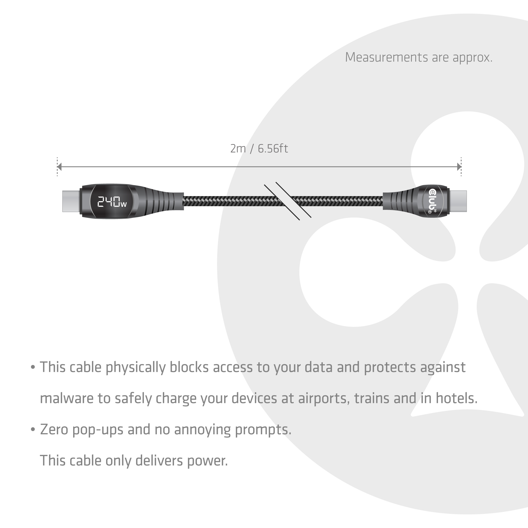 CLUB3D USB-C� Safe Cable with Power Meter 240W No Data 2m/6.56ft