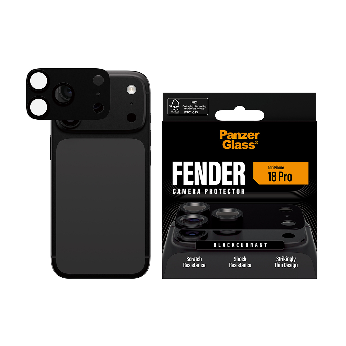 PanzerGlass � Fender Camera Lens Protector Blackcurrant iPhone 2026 Pro Pellicola proteggischermo trasparente 1 pz