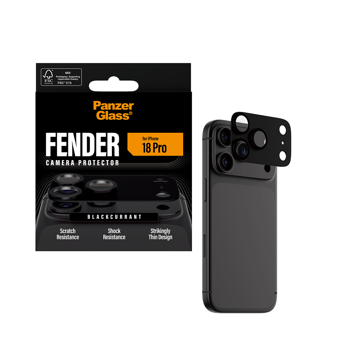 PanzerGlass � Fender Camera Lens Protector Blackcurrant iPhone 2026 Pro Pellicola proteggischermo trasparente 1 pz