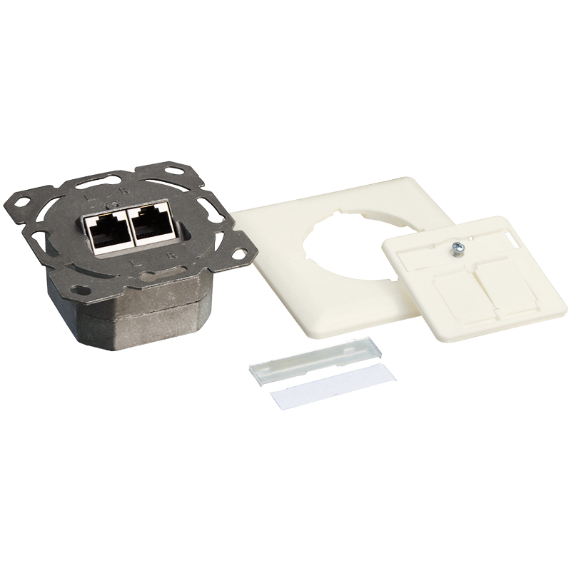 LogiLink NP0023 presa energia RJ-45 Metallico, Bianco