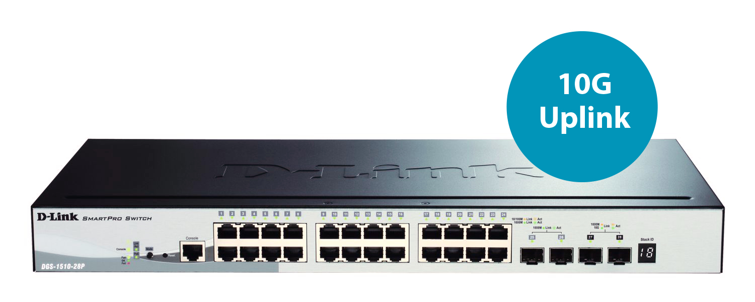 D-Link DGS-1510-28P switch di rete Gestito L3 Gigabit Ethernet (10/100/1000) Supporto Power over Ethernet (PoE) Nero