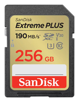 SanDisk Extreme PLUS 256GB SDHC Memory Card 190MB/s 130MB/s UHS-I Class 10 U3 V30