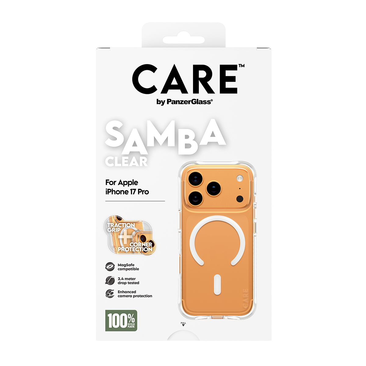 PanzerGlass CARE by � Fashionable Case Samba Transparent w. White MagSafe iPhone 17 Pro coque de protection pour t�l�phones portables Housse
