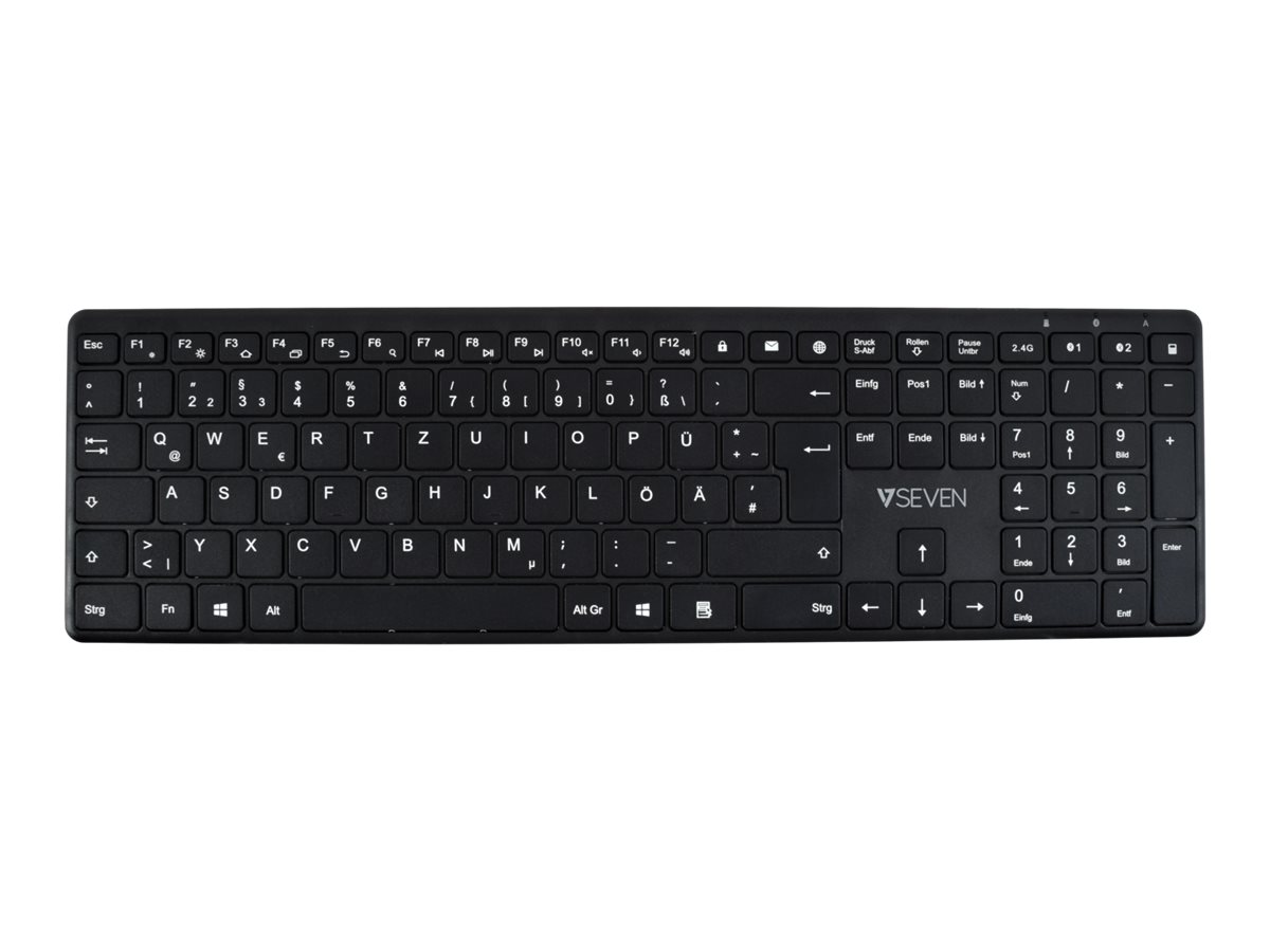 V7 Tastiera Bluetooth KW550DEBT da 2,4 GHZ a due modalit, QWERTZ tedesco - Nero