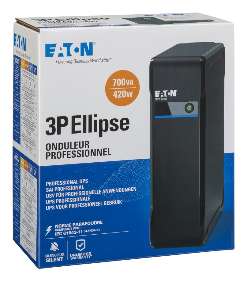 Eaton 3P700I sistema de alimentaci�n ininterrumpida (UPS) En espera (Fuera de l�nea) o Standby (Offline) 0,7 kVA 420 W 4 salidas AC