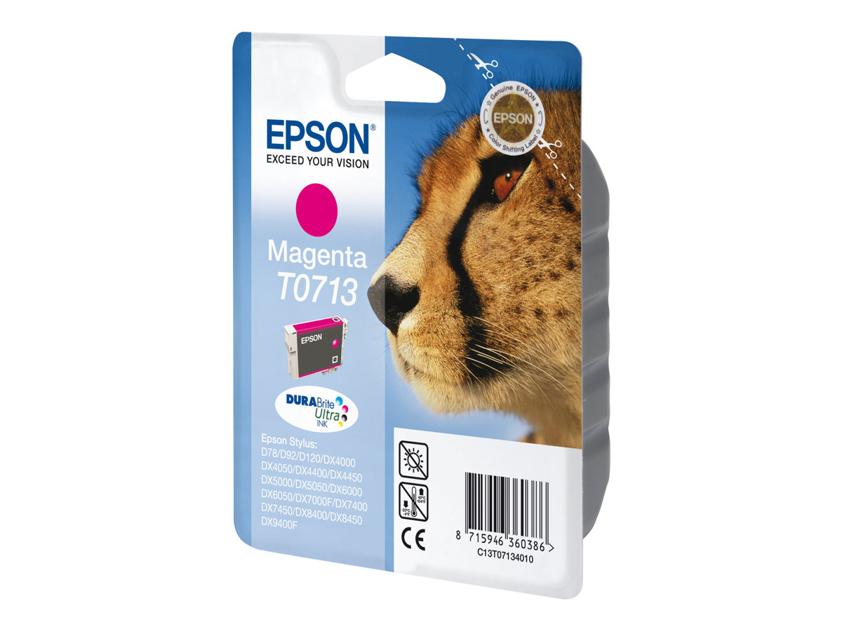 Epson Cheetah Singlepack Magenta T0713 DURABrite Ultra Ink