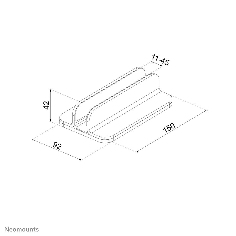 Neomounts Laptopstnder vertikal -5kg schwarz 11-17/Aluminium
