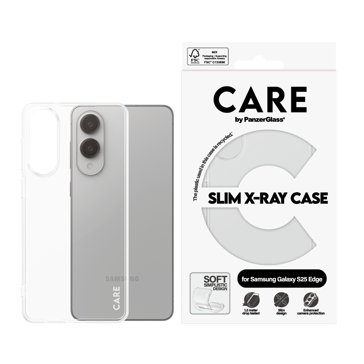 PanzerGlass CARE by � Fashionable Case Transparent X-Ray Soft Basic Samsung S25 Edge coque de protection pour t�l�phones portables Housse