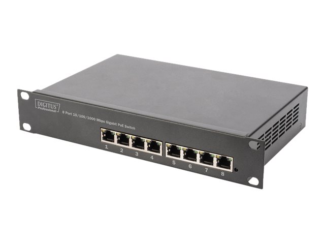 DIGITUS 8-Port Gigabit PoE Switch, 10 Zoll, Unmanaged