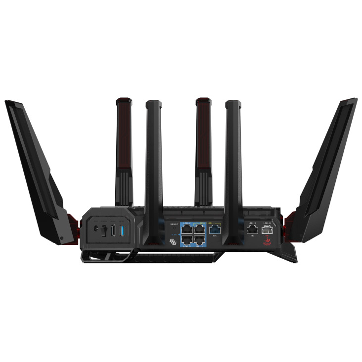 ASUS ROG Rapture GT-BN98 router wireless 10 Gigabit Ethernet Quad-band (2.4 GHz / 5 GHz-1 / 5 GHz-2 / 6 GHz) Nero, Bianco