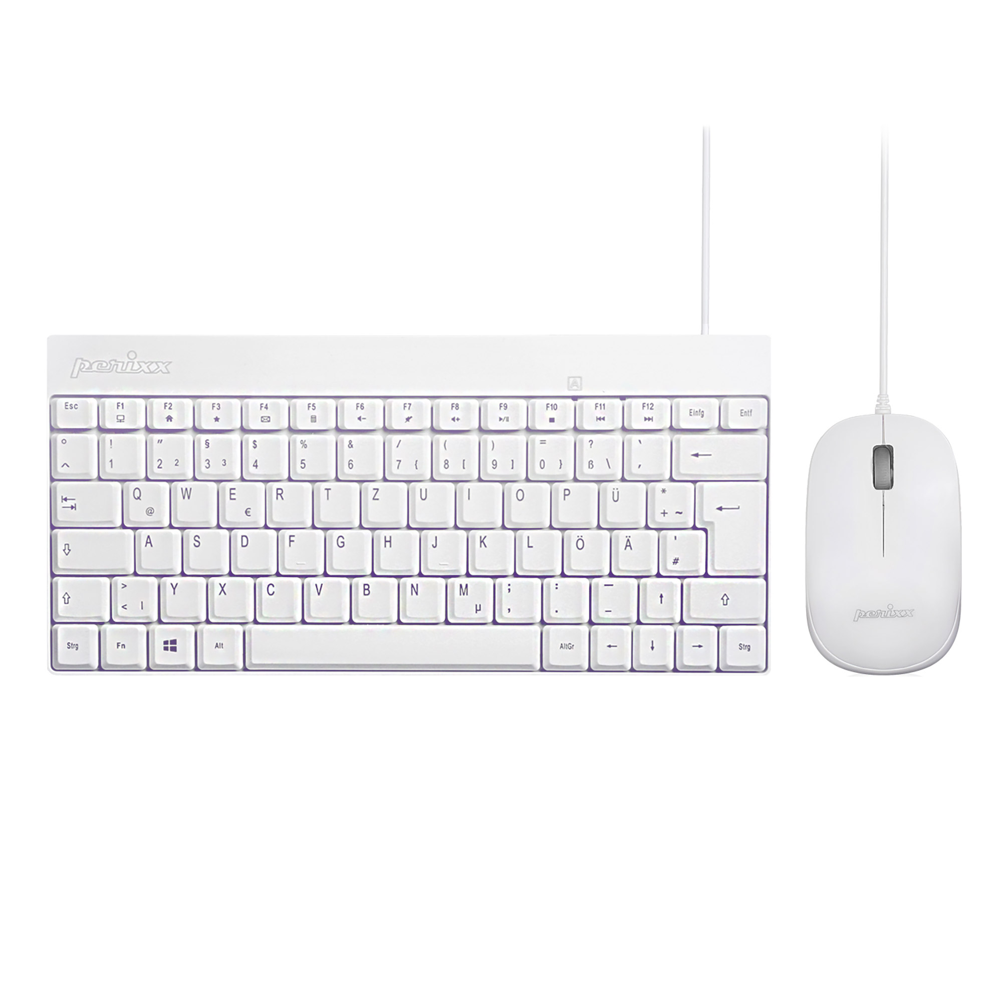 Perixx PERIDUO-212 DE Mini USB-Tastatur und Maus Set wei� - Tastatur - 1.000 dpi