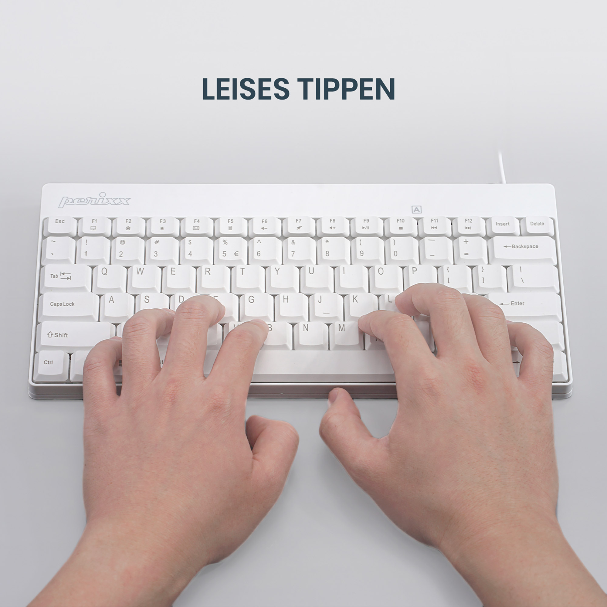 Perixx PERIDUO-212 DE Mini USB-Tastatur und Maus Set wei� - Tastatur - 1.000 dpi